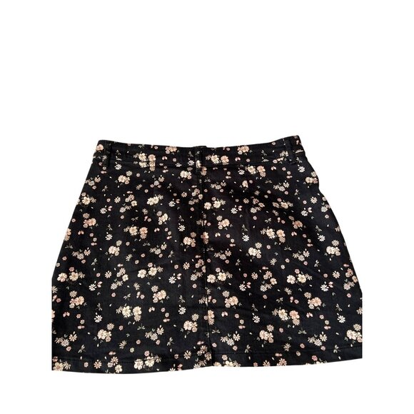 Celebrity Pink Black Denim Floral Mini A-Line Jean Skirt Women's L - Picture 4 of 4